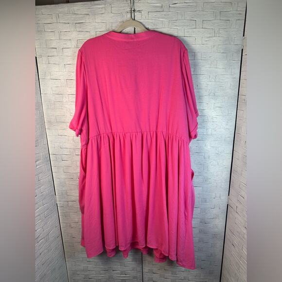 Torrid v-neck Hi Low Waist Tunic dress pocket spring hot pink coquette plus size - Picture 4 of 15
